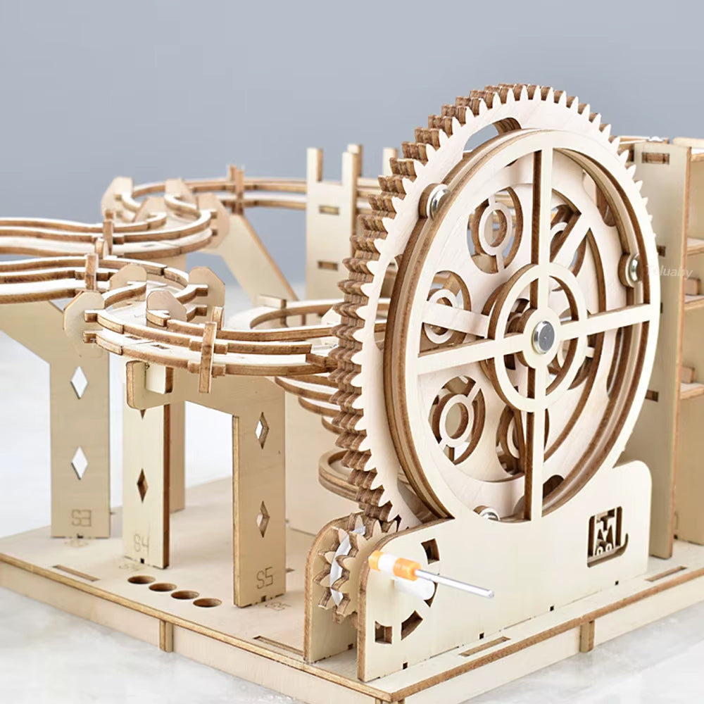 Circuit à Billes Mécanique – Puzzle 3D en Bois