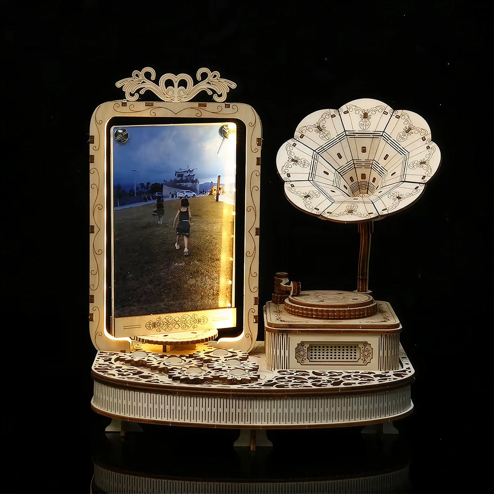 Gramophone + Cadre Photo - Puzzle 3D en Bois