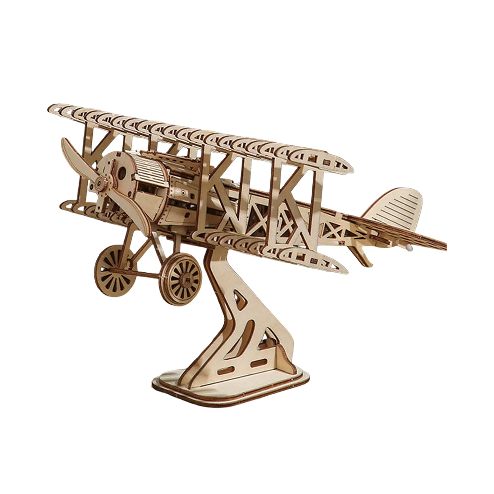 Avion Biplan Vintage – Puzzle 3D en Bois